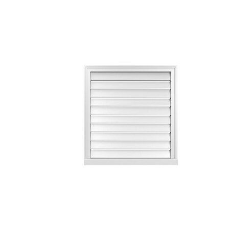 Ekena Millwork Vertical Surface Mount PVC Gable Vent: Functional, w/ 2"W x 2"P Brickmould Sill Frame, 30"W x 32"H GVPVE30X3203SF